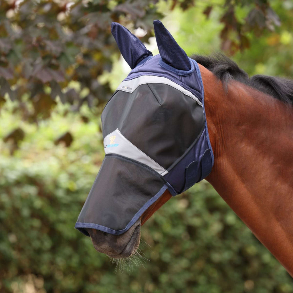 FlyGuard by Shires Vliegenmasker Pro Fine Mesh met Oren en Neusflap Navy