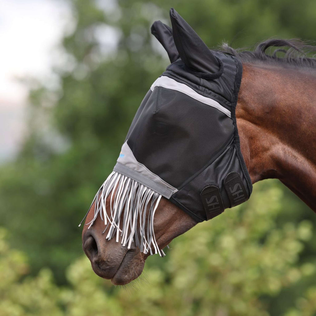 FlyGuard by Shires Vliegenmasker Pro Fine Mesh met Oren en Franjes Jet