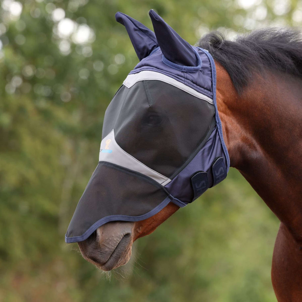 FlyGuard by Shires Vliegenmasker Pro Fine Mesh met Oren en Neus Navy