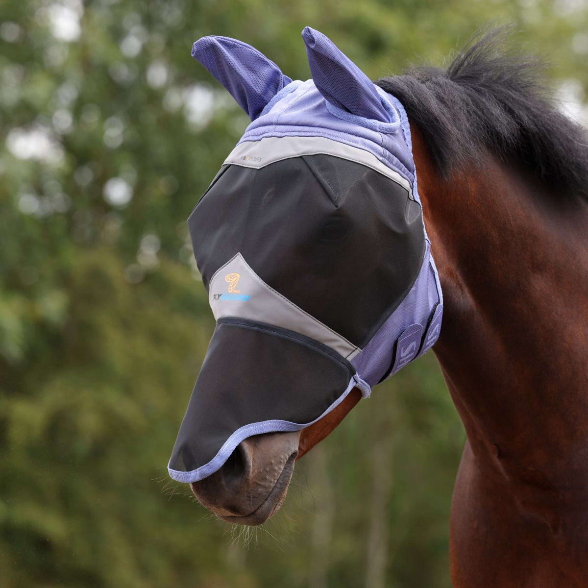 FlyGuard Vliegenmasker Pro Fine Mesh met Oren en Neus Sky
