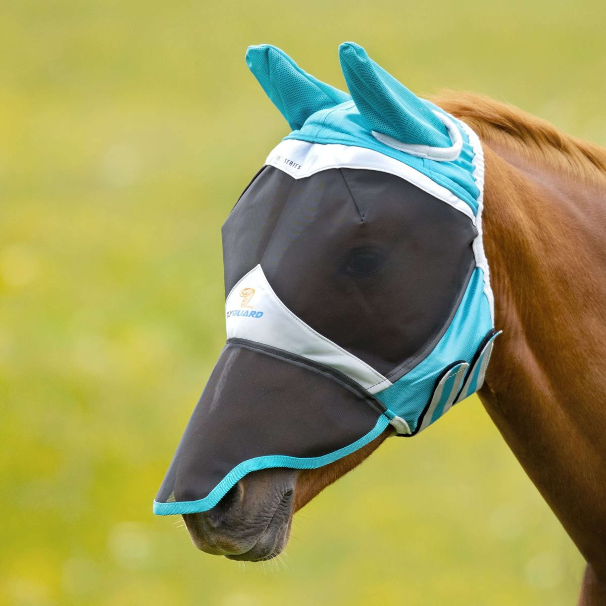 Shires Vliegenmasker met Oren & Neus Fine Mesh Teal