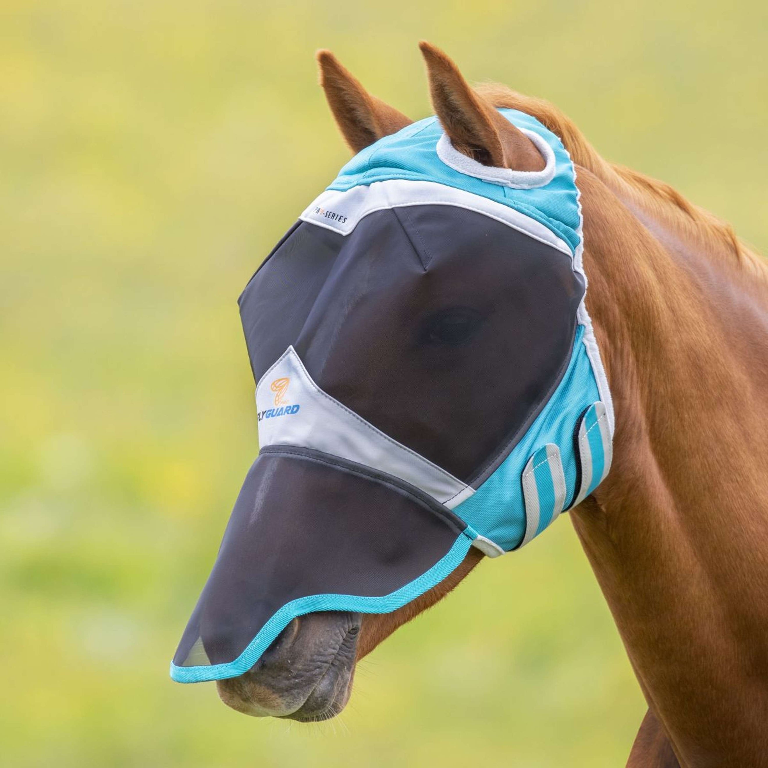 Shires Vliegenmasker met Neusflap en zonder Oren Teal Shires Vliegenmasker met Neusflap en zonder Oren Teal