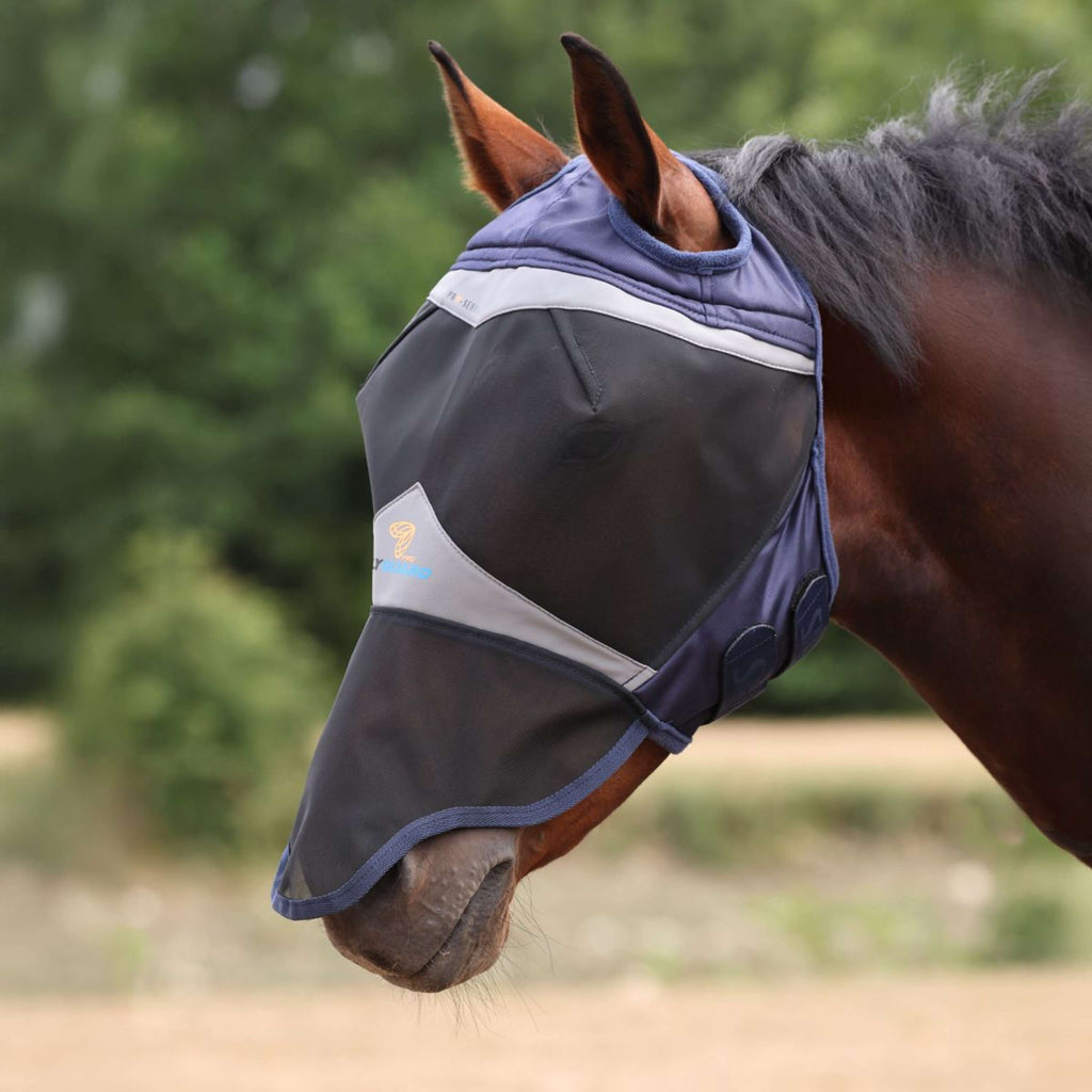 FlyGuard by Shires Vliegenmasker Pro Fine Mesh met Ooruitsparing en Neusflap Navy