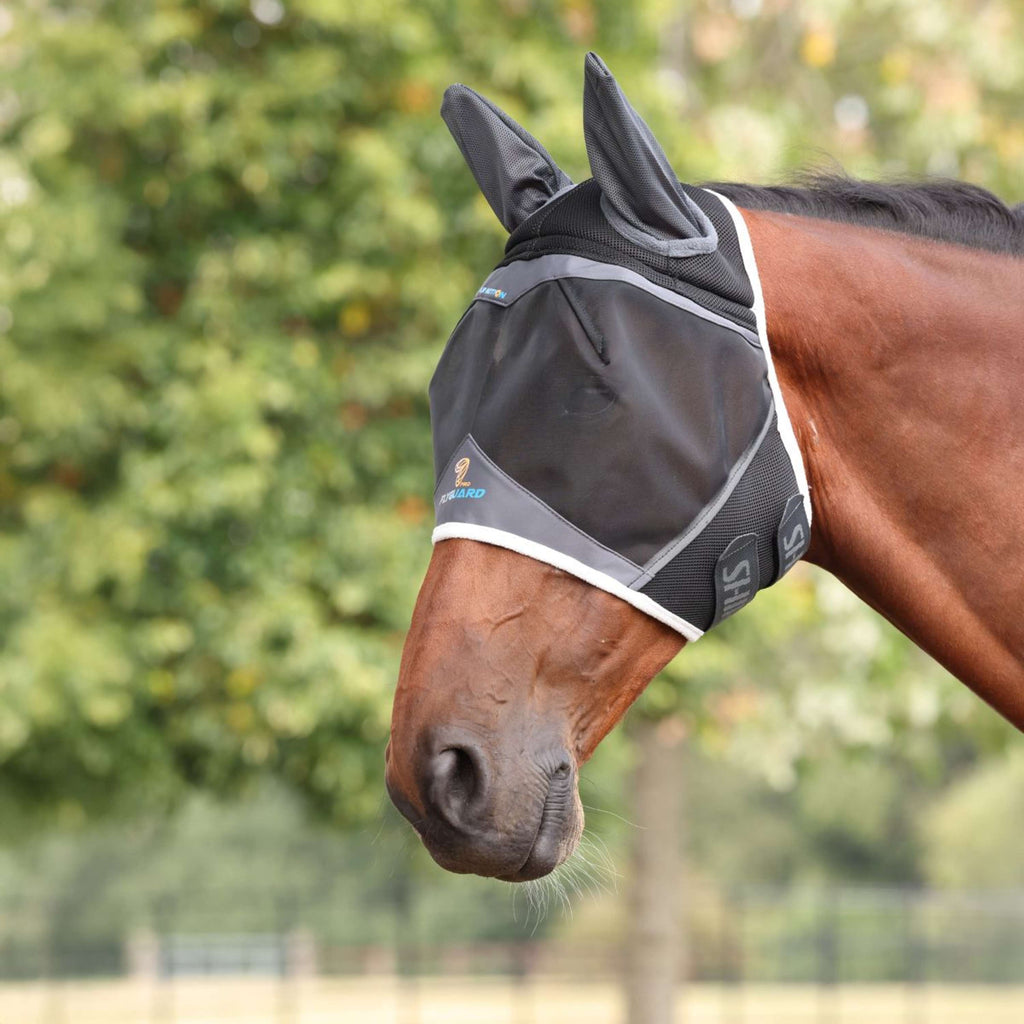 FlyGuard by Shires Vliegenmasker Pro Air Motion met Oren Donkergrijs