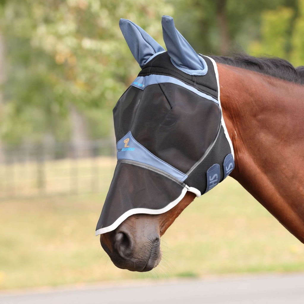 FlyGuard by Shires Vliegenmasker Pro Air Motion met Oren en Neus Deep Airforce Blue