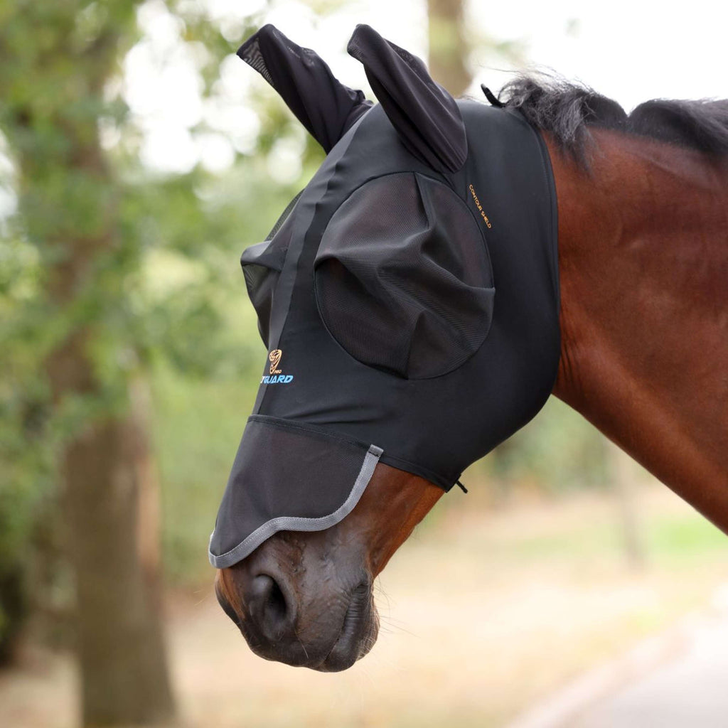 Shires Vliegenmasker Stretch met Neus Jet Zwart