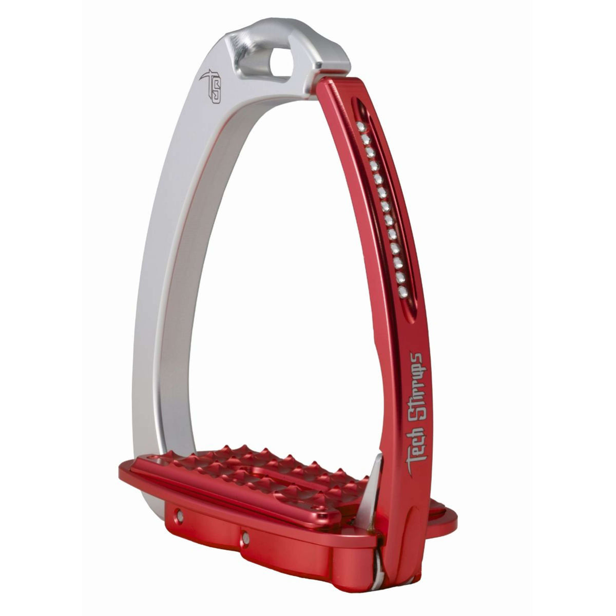 Tech Stirrups Stijgbeugels Venice Sloped Evo Swarovski Zilver/Rood