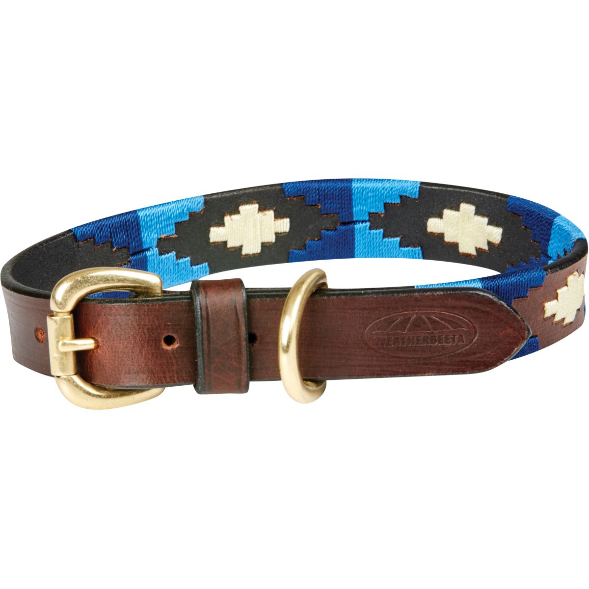 Weatherbeeta Halsband Polo Leer Cowdray Brown/Blauw/Blauw