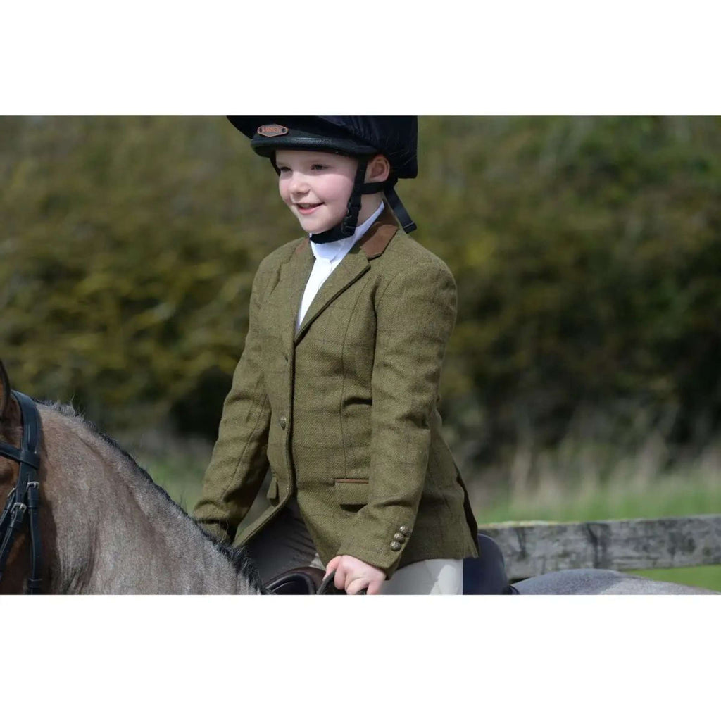 Dublin Wedstrijdjasje Albany Tweed Suede Collar Tailored Kids Bruin/Groen