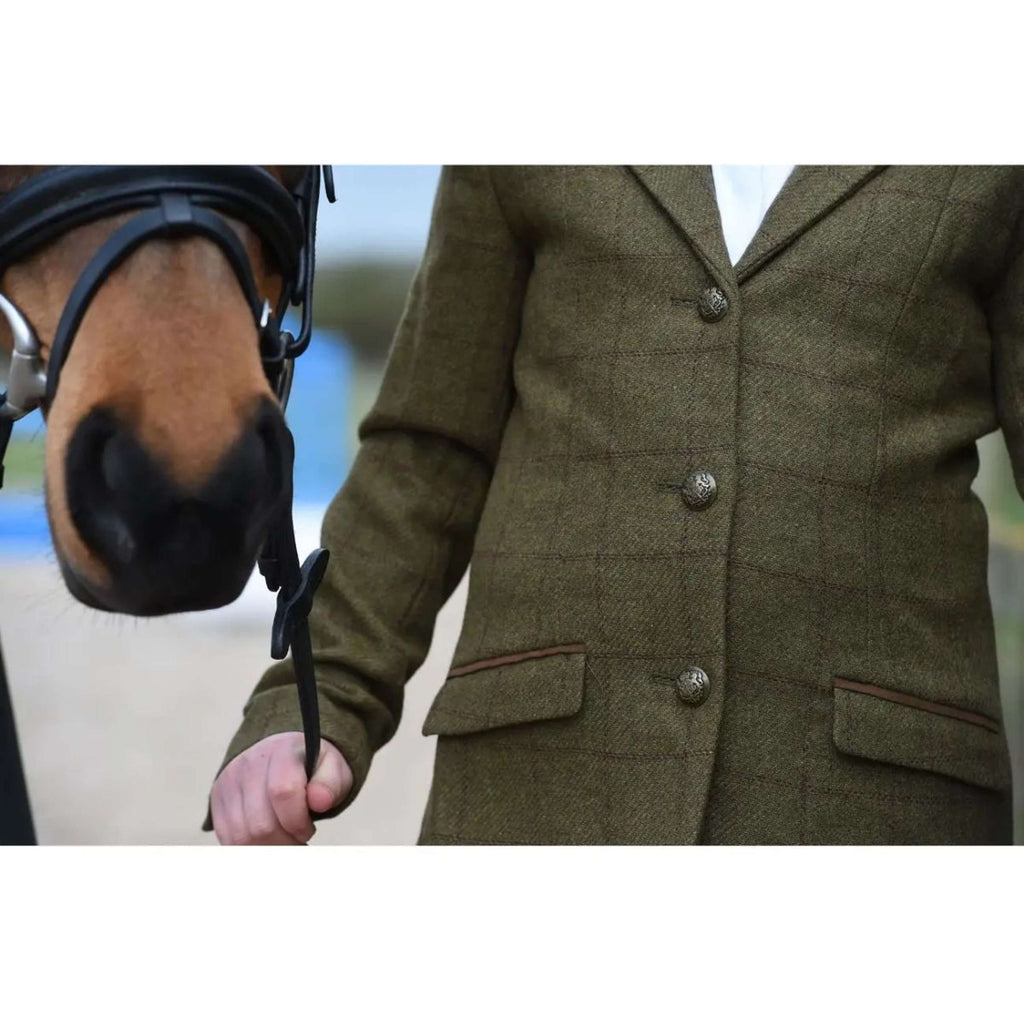 Dublin Wedstrijdjasje Albany Tweed Suede Collar Tailored Kids Bruin/Groen