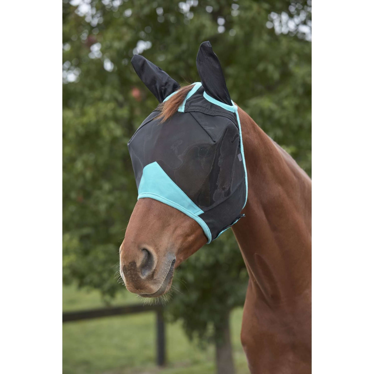 Weatherbeeta Vliegenmasker Comfitec Deluxe Fine Mesh met Oren Zwart/Turquoise