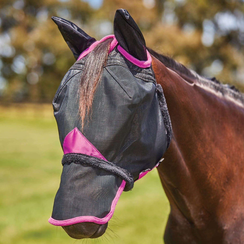 WeatherBeeta Vliegenmasker ComFiTec Deluxe Durable Mesh met Oren en Neus Zwart/Paars