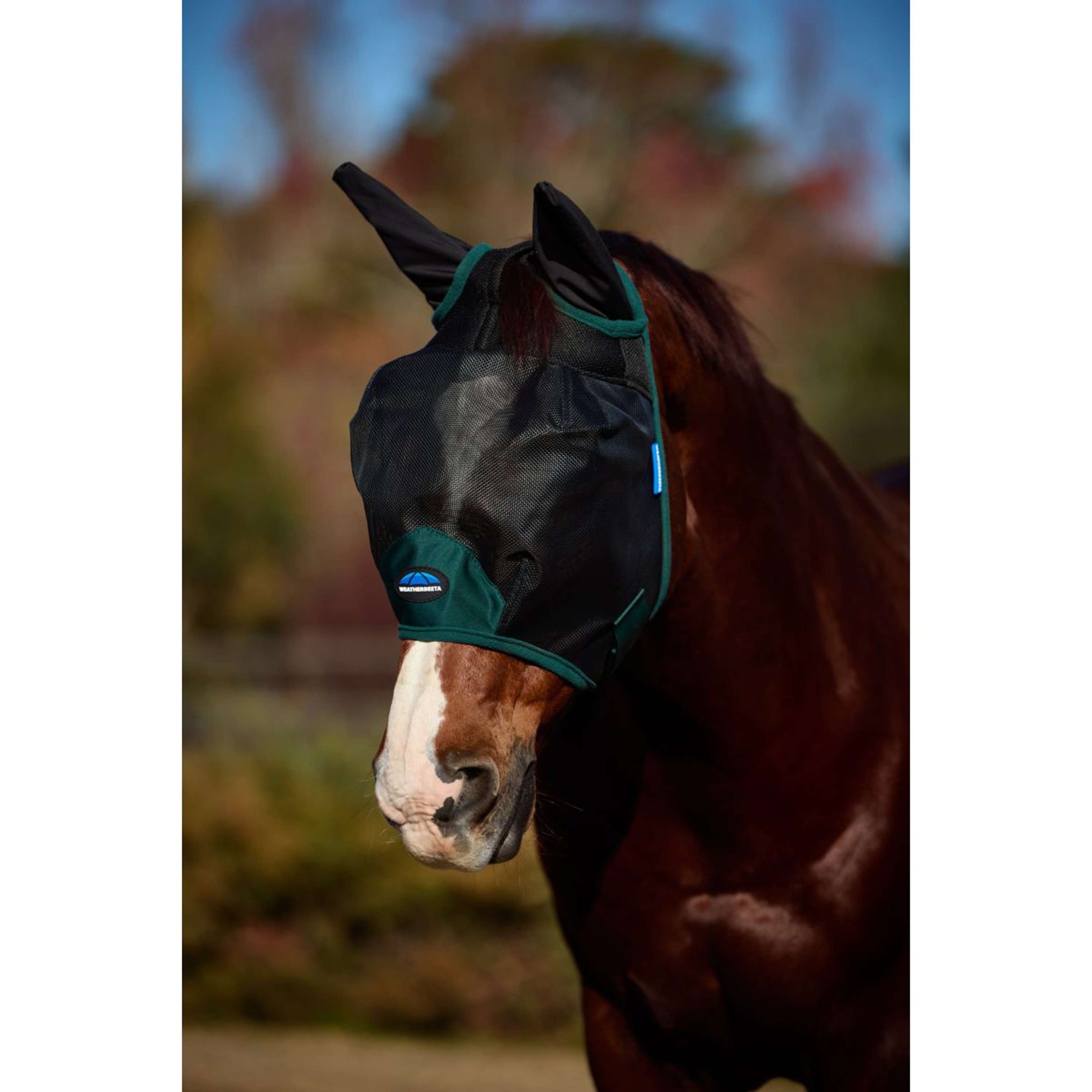 WeatherBeeta Vliegenmasker ComFiTec Durable met Oren Black/Forest Green