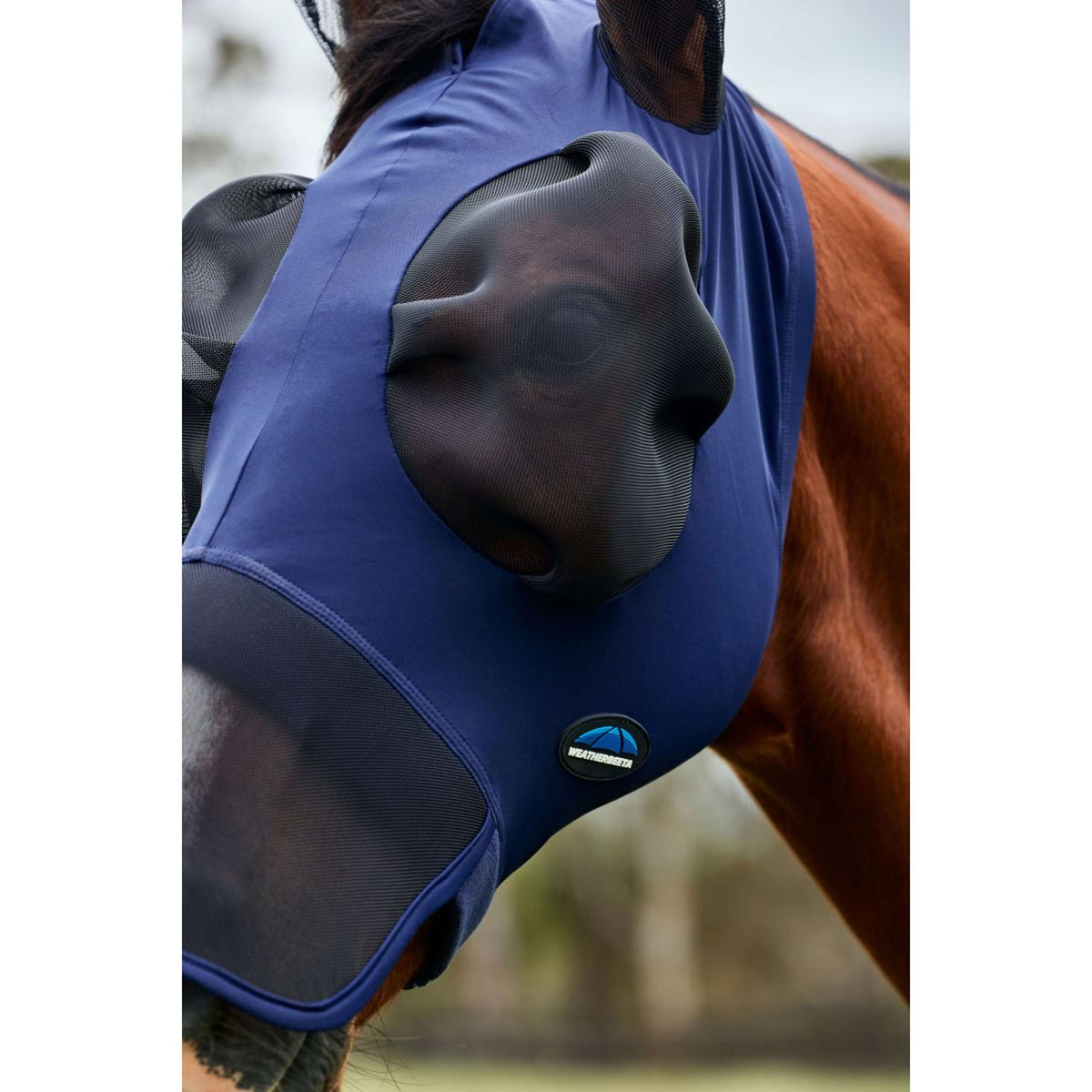 WeatherBeeta Vliegenmasker ComFiTec Luxe Stretch met Oren en Neus Navy/Zwart