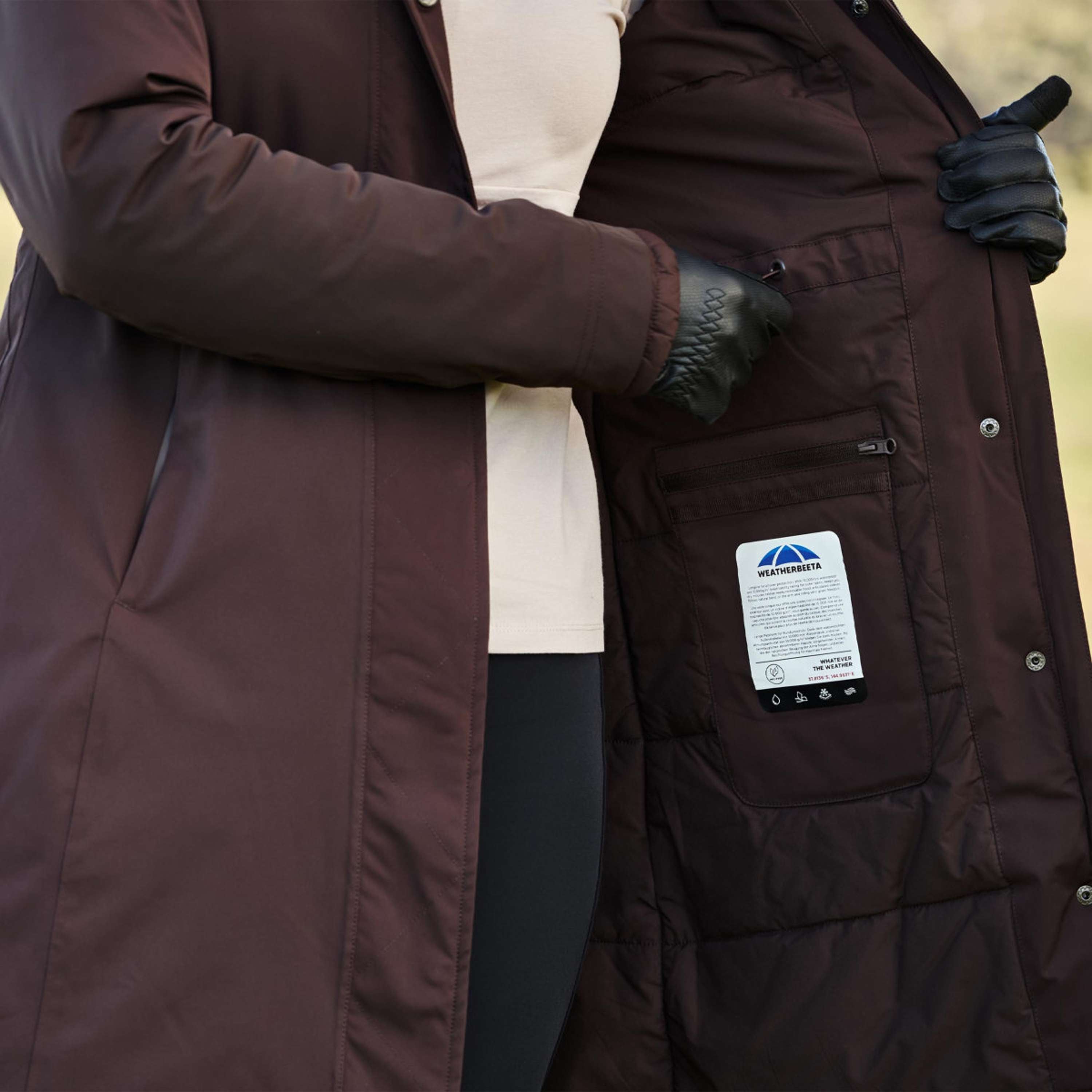 WeatherBeeta Lange Jas Protect Waterproof Insulated Longline Espresso