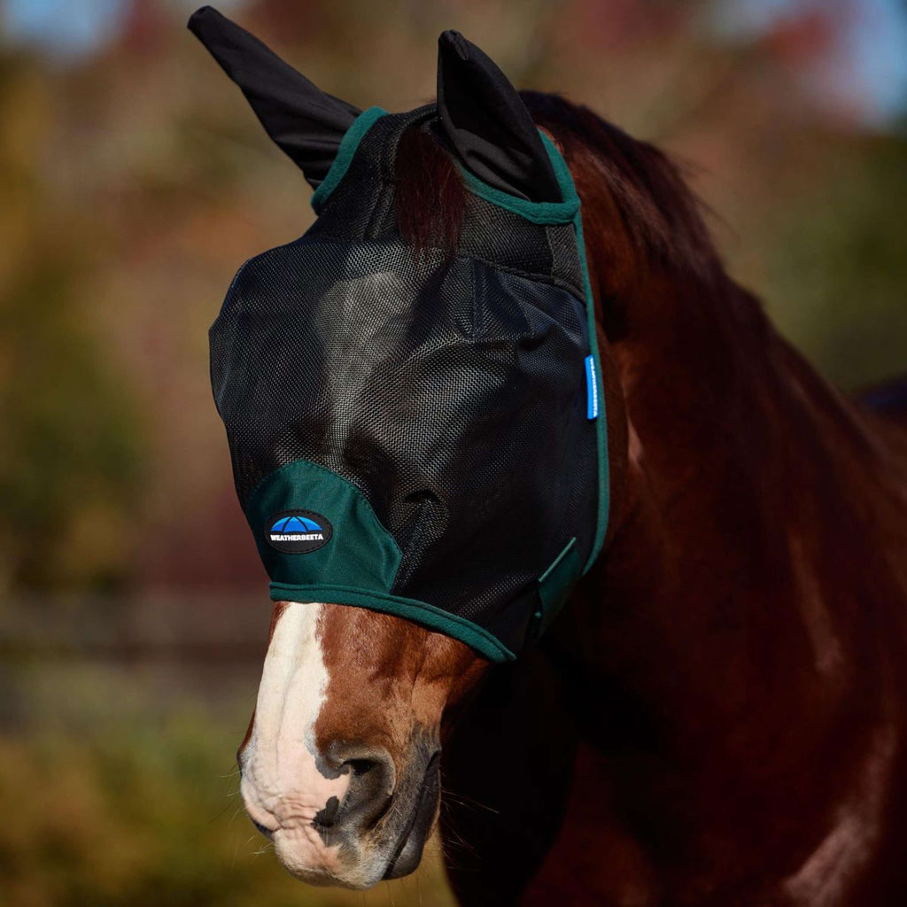 WeatherBeeta Vliegenmasker ComFiTec Durable met Oren Black/Forest Green