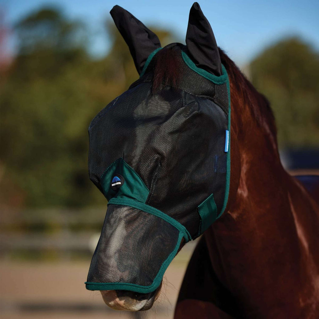 WeatherBeeta Vliegenmasker ComFiTec Durable met Oren en Neus Black/Forest Green