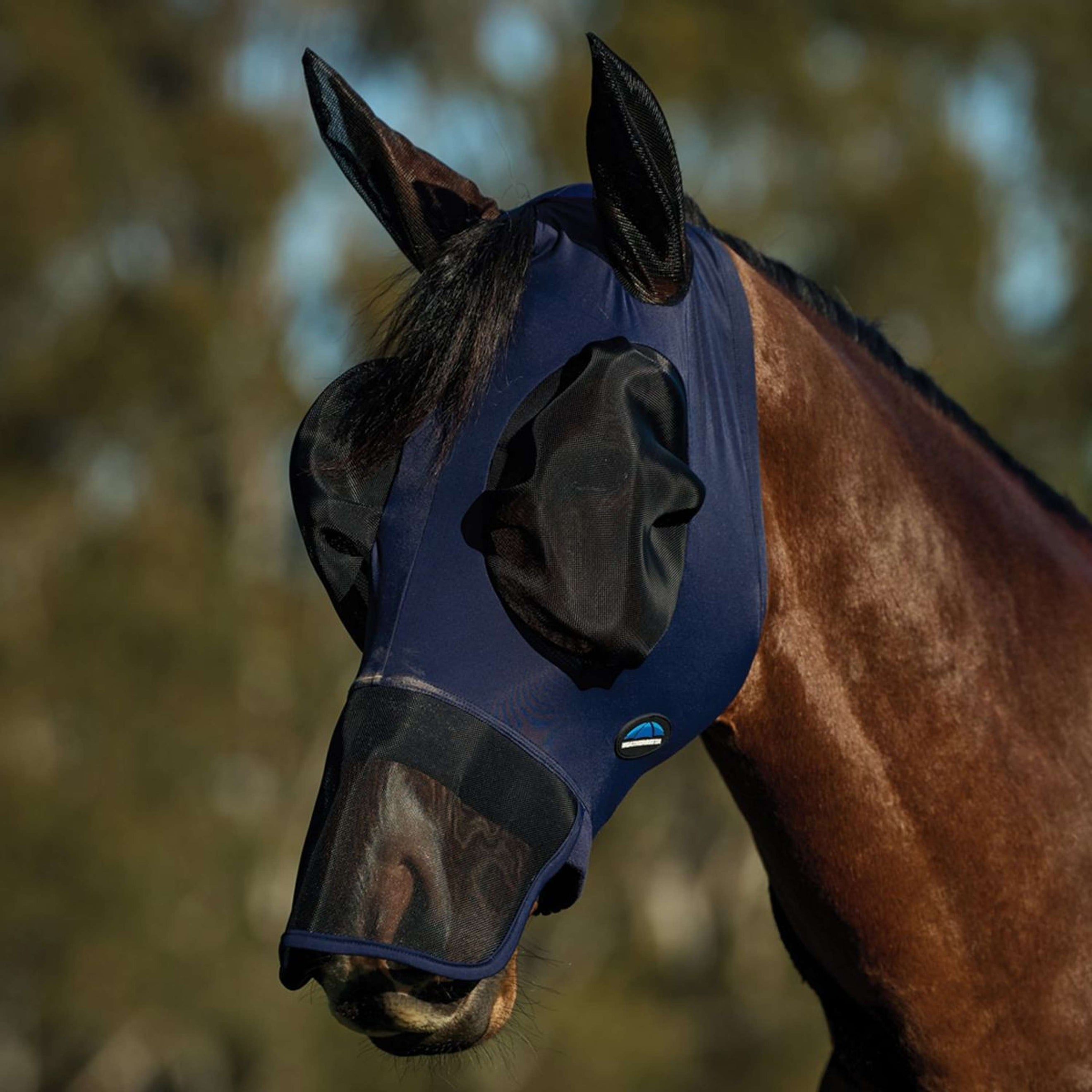 WeatherBeeta Vliegenmasker ComFiTec Luxe Stretch met Oren en Neus Navy/Zwart