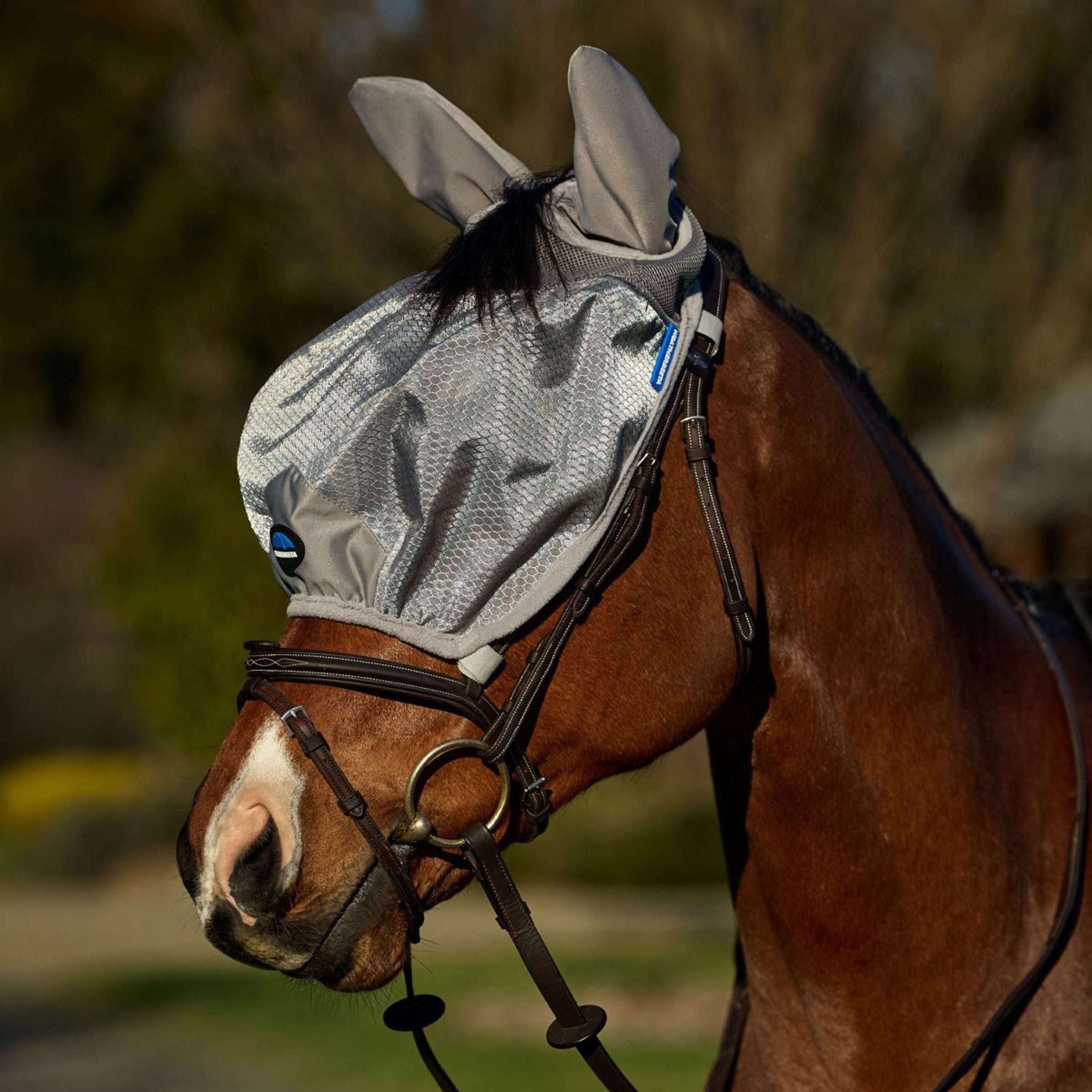 WeatherBeeta Vliegenmasker ComFiTec Hexi Ride On Fly met Oren Zilver